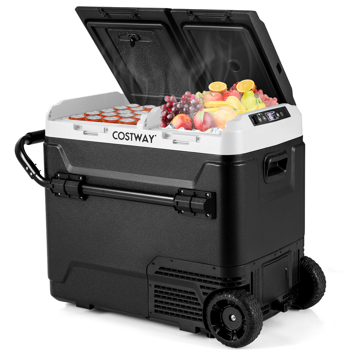 64QT Portable Compressor Fridge Freezer for Vehicles Camping Travel Truck RV Boat-Black-Coolers-DECOROLALA