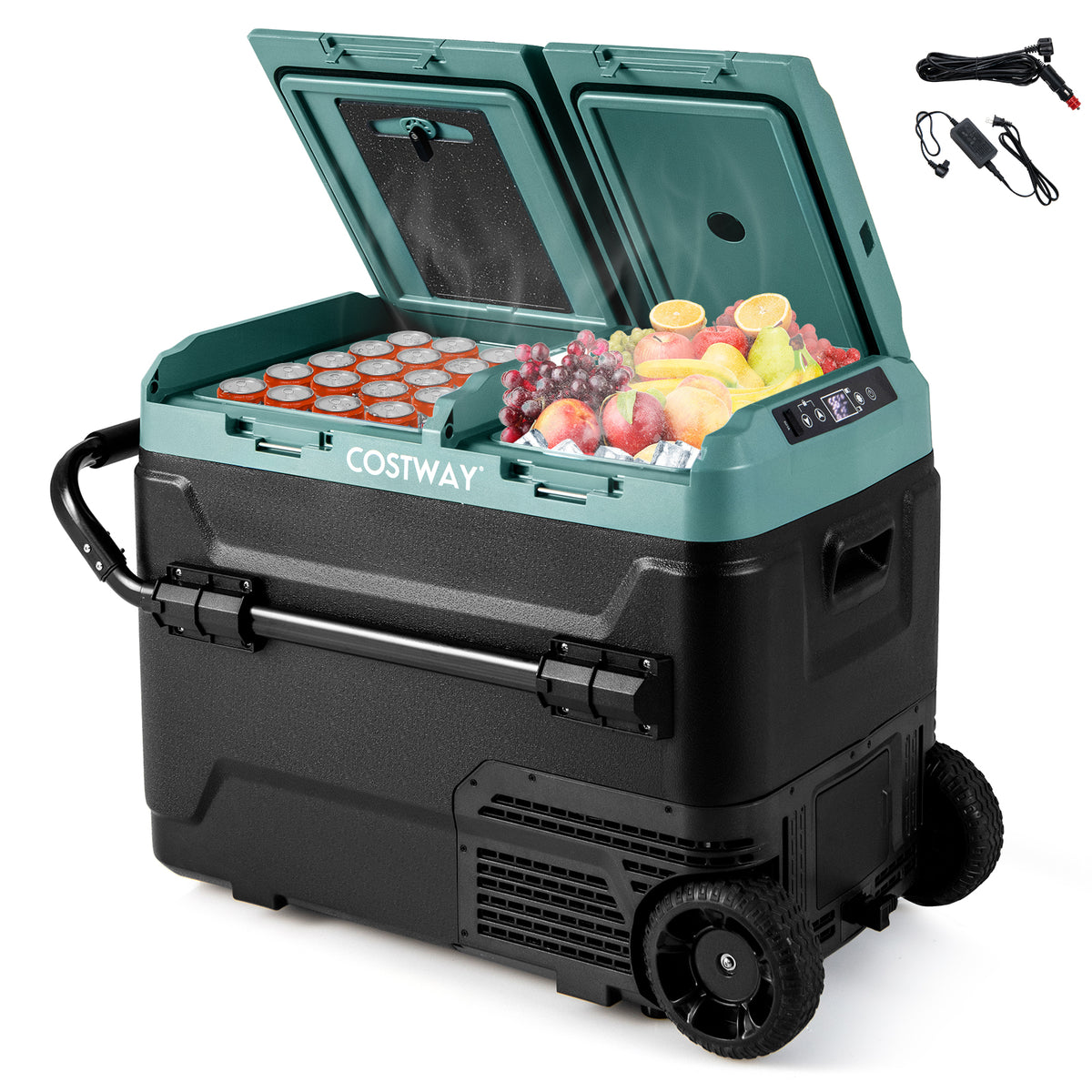 64QT Portable Compressor Fridge Freezer for Vehicles Camping Travel Truck RV Boat-Green-Coolers-DECOROLALA
