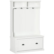 64.5" Hall Tree with Storage Bench & Shoe Cabinet - White-DECOROLALA