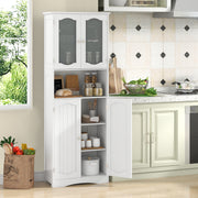 64.5" Tall Bathroom Storage Cabinet - White Frosted Glass Doors-Floor Cabinets-DECOROLALA