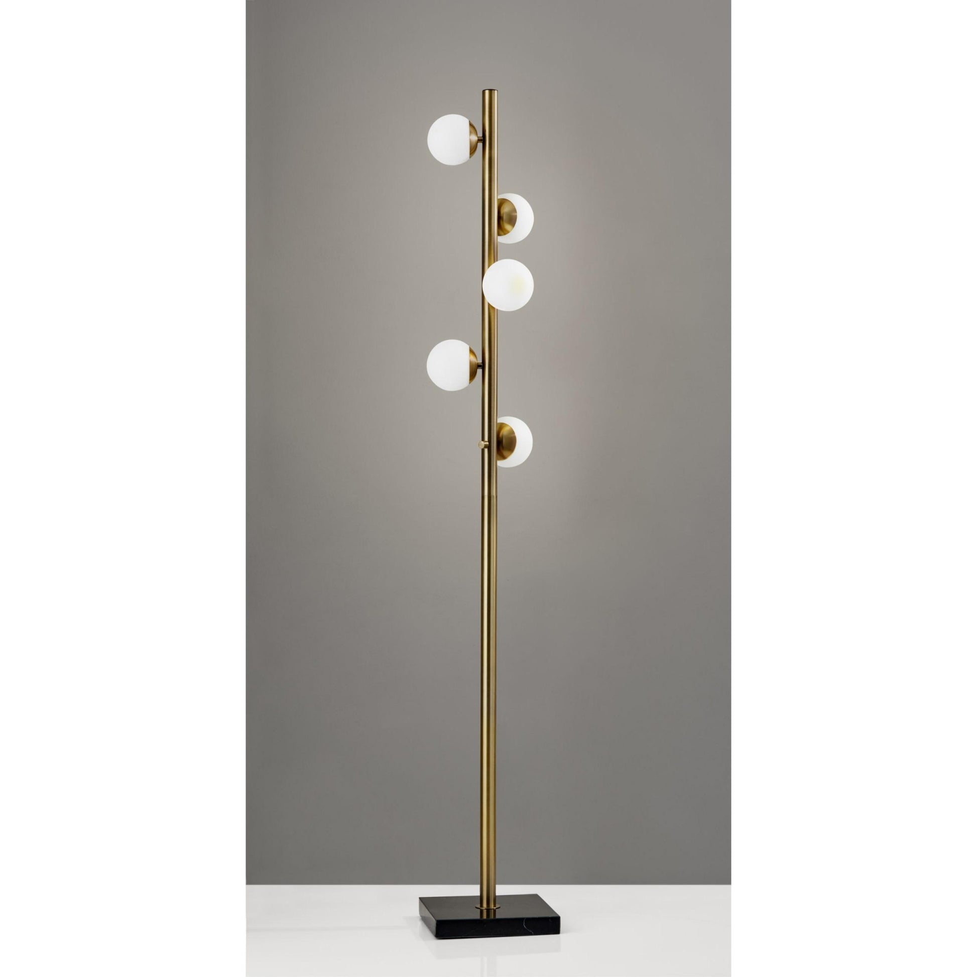 65" Brass LED With White Glass Shade-Floor Lamps-DECOROLALA