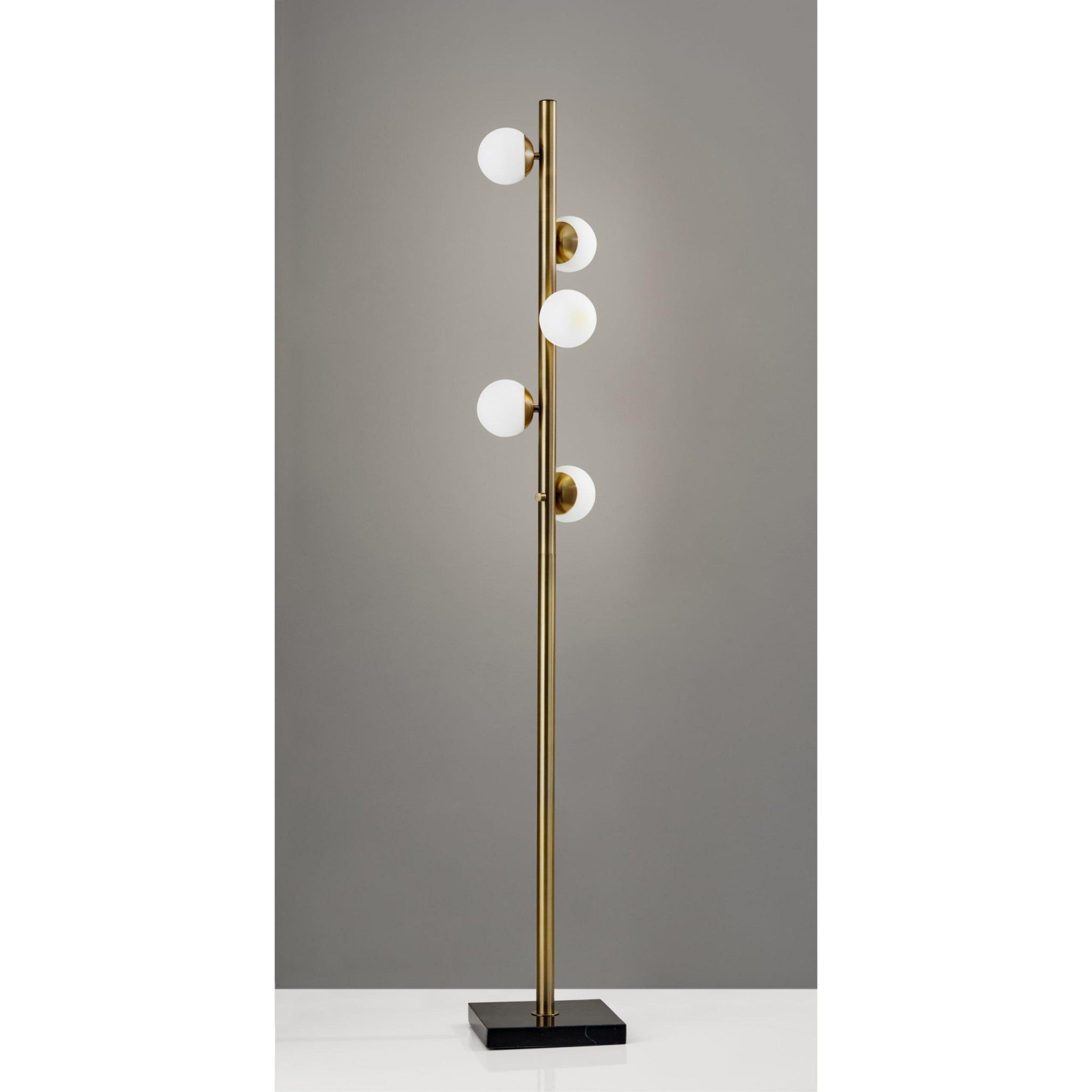 65" Brass LED With White Glass Shade-Floor Lamps-DECOROLALA