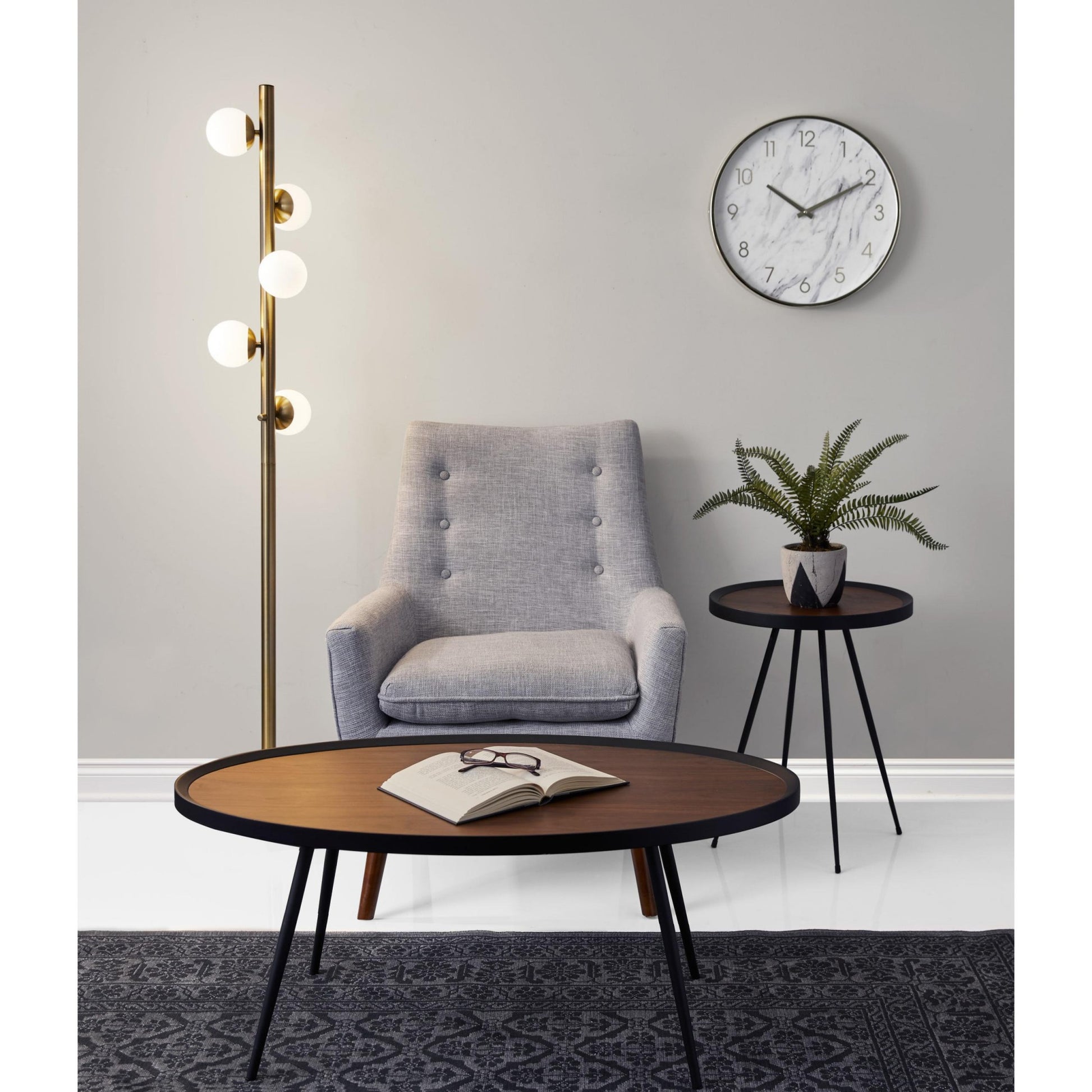 65" Brass LED With White Glass Shade-Floor Lamps-DECOROLALA
