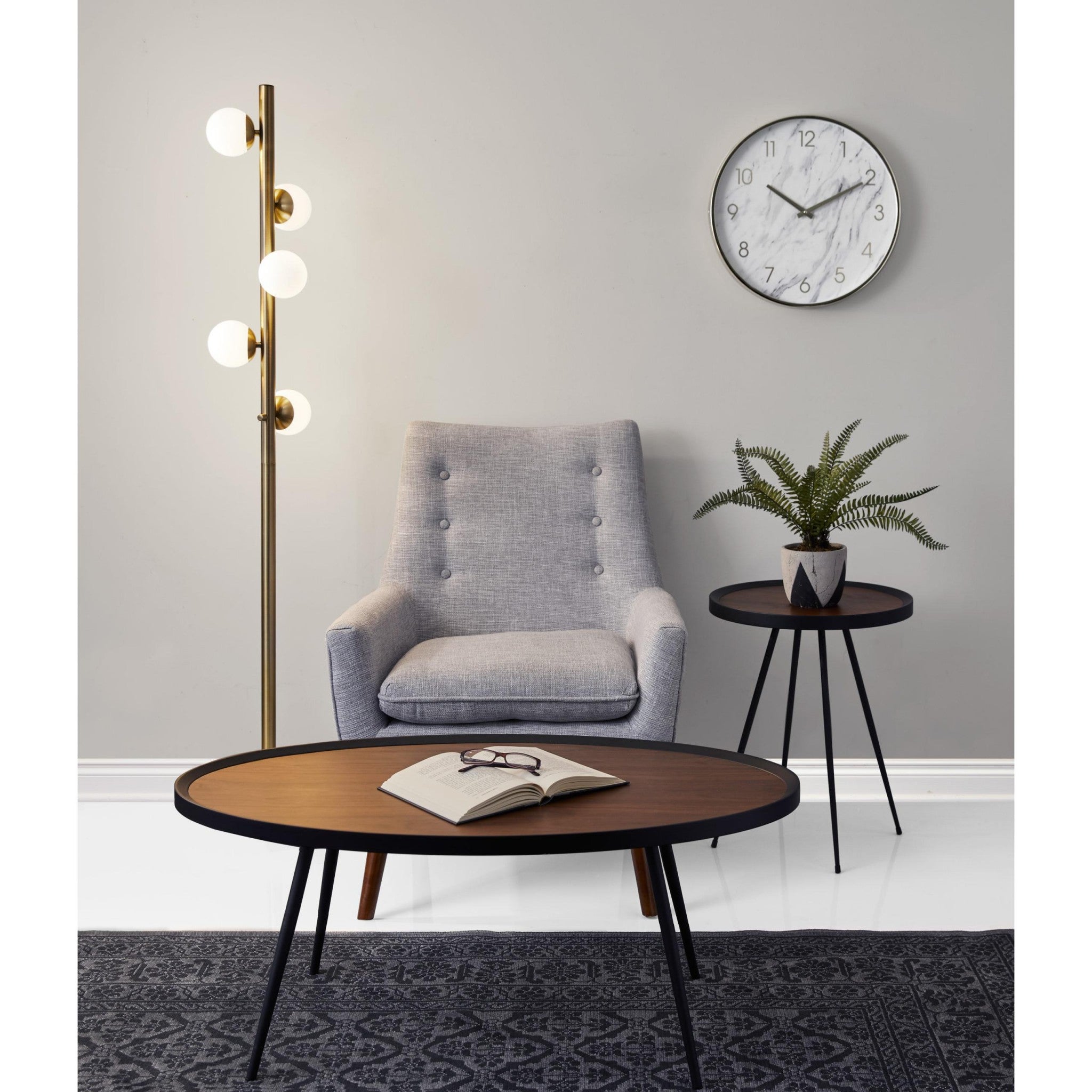 65" Brass LED With White Glass Shade-Floor Lamps-DECOROLALA