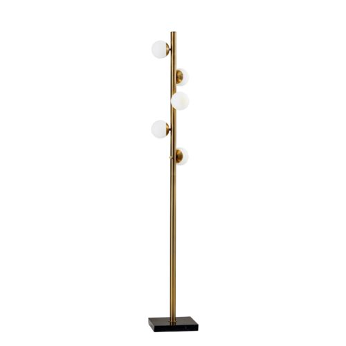 65" Brass LED With White Glass Shade-Floor Lamps-DECOROLALA