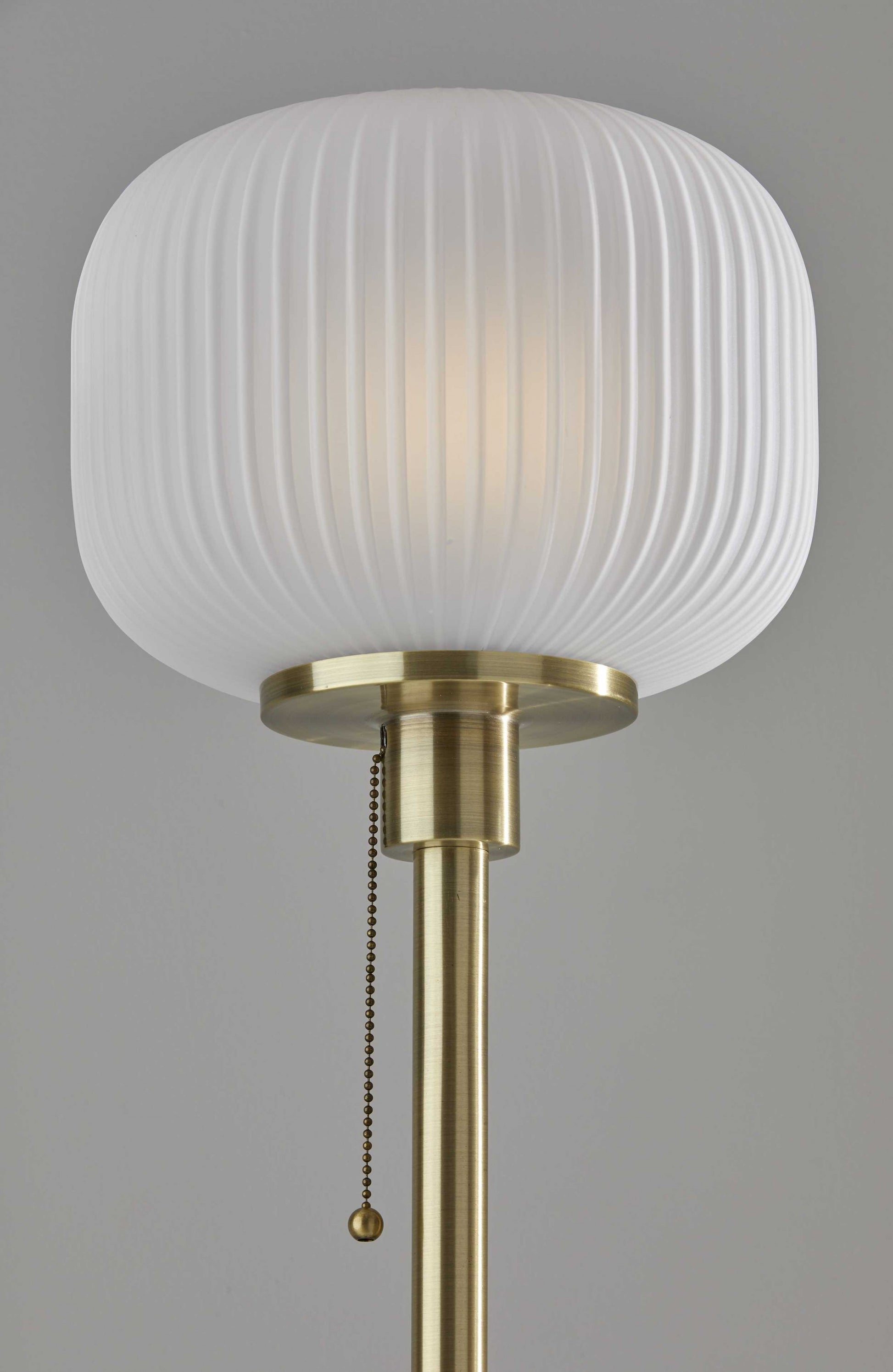 65" Brass Torchiere Floor Lamp With White Acrylic Globe Shade-Floor Lamps-DECOROLALA