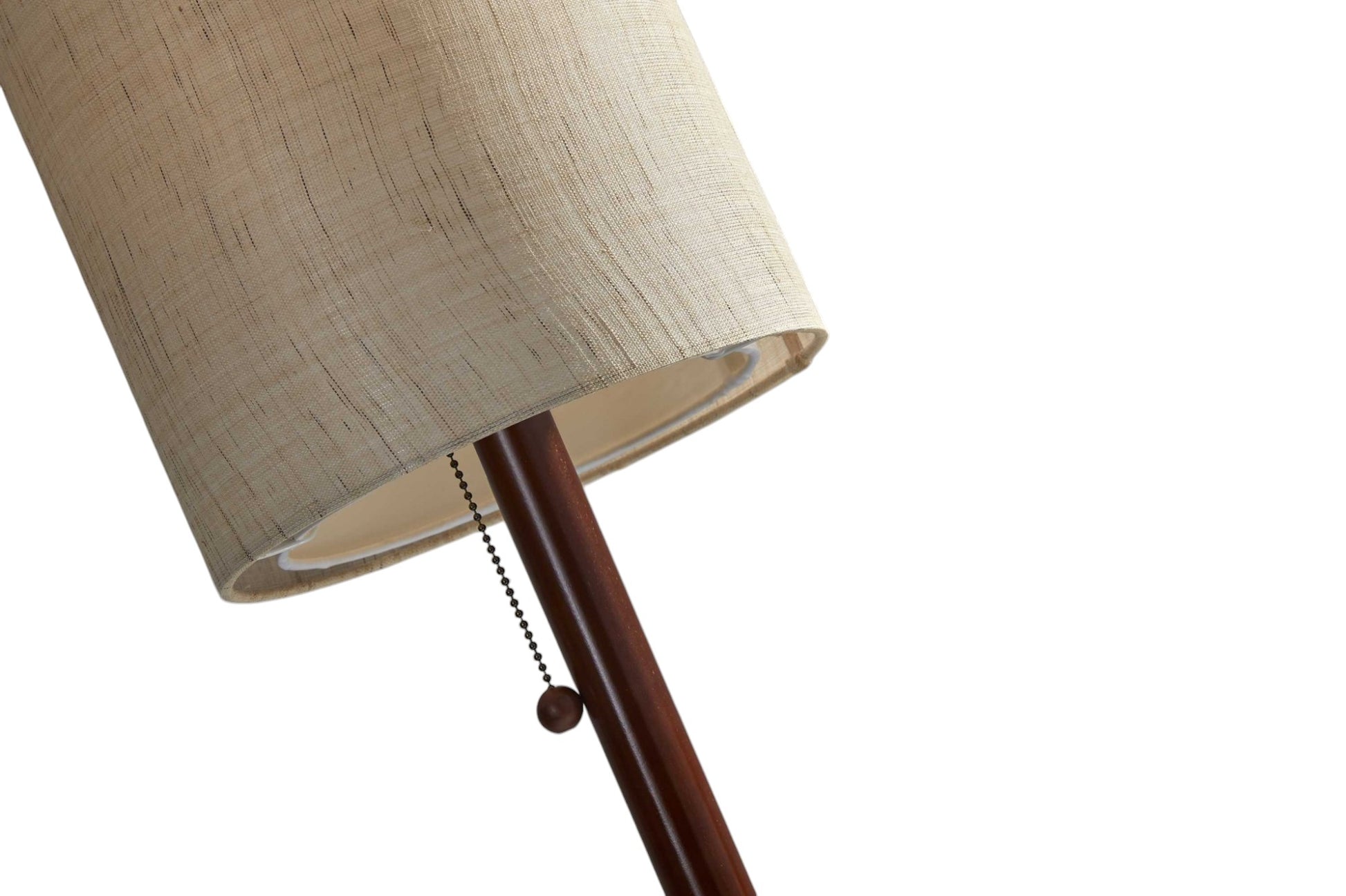 65" Brown Solid Wood Floor Lamp With Beige Linen Drum Shade-Floor Lamps-DECOROLALA