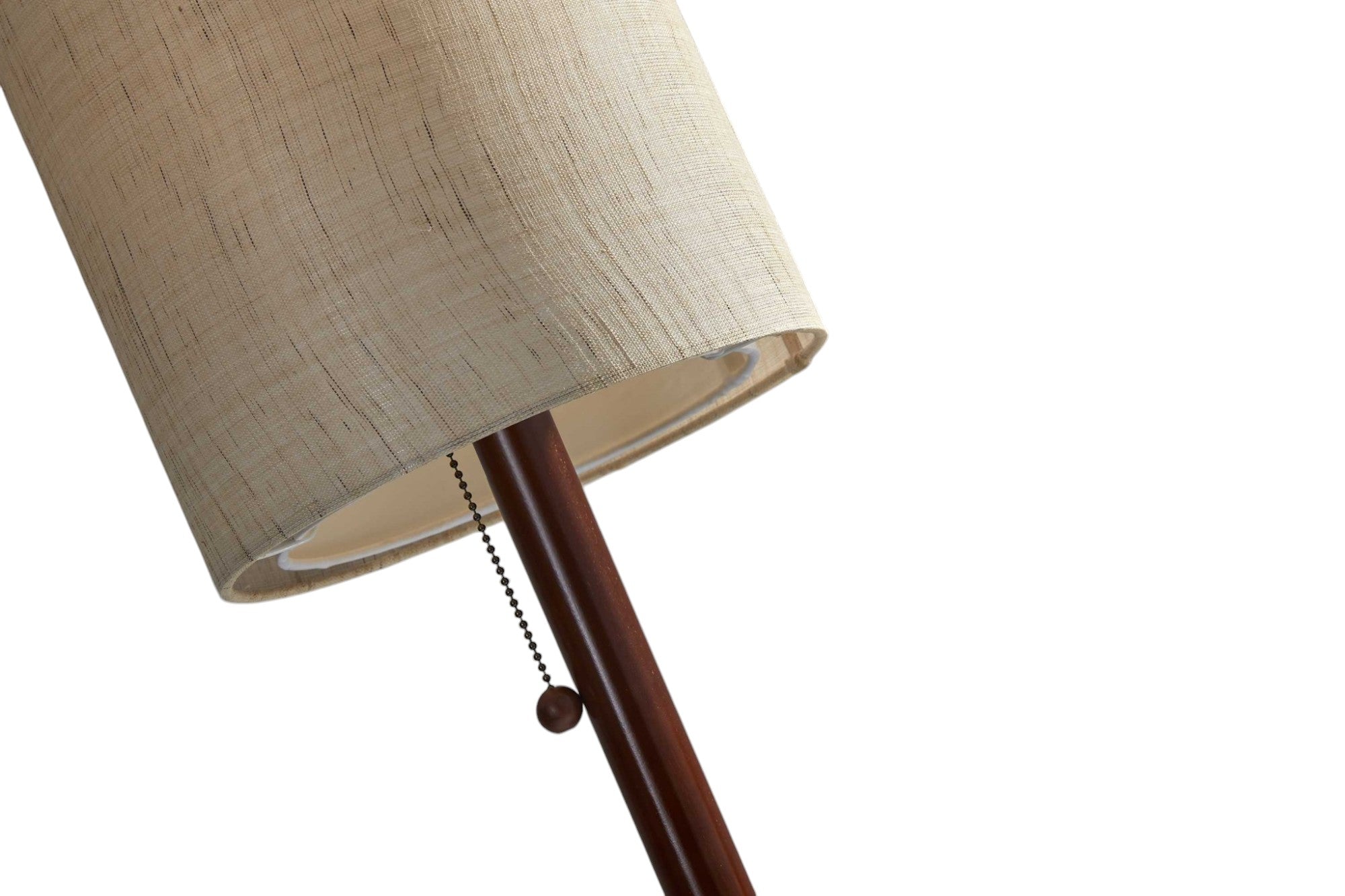 65" Brown Solid Wood Floor Lamp With Beige Linen Drum Shade-Floor Lamps-DECOROLALA