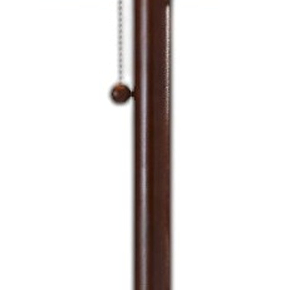 65" Brown Solid Wood Floor Lamp With Beige Linen Drum Shade-Floor Lamps-DECOROLALA