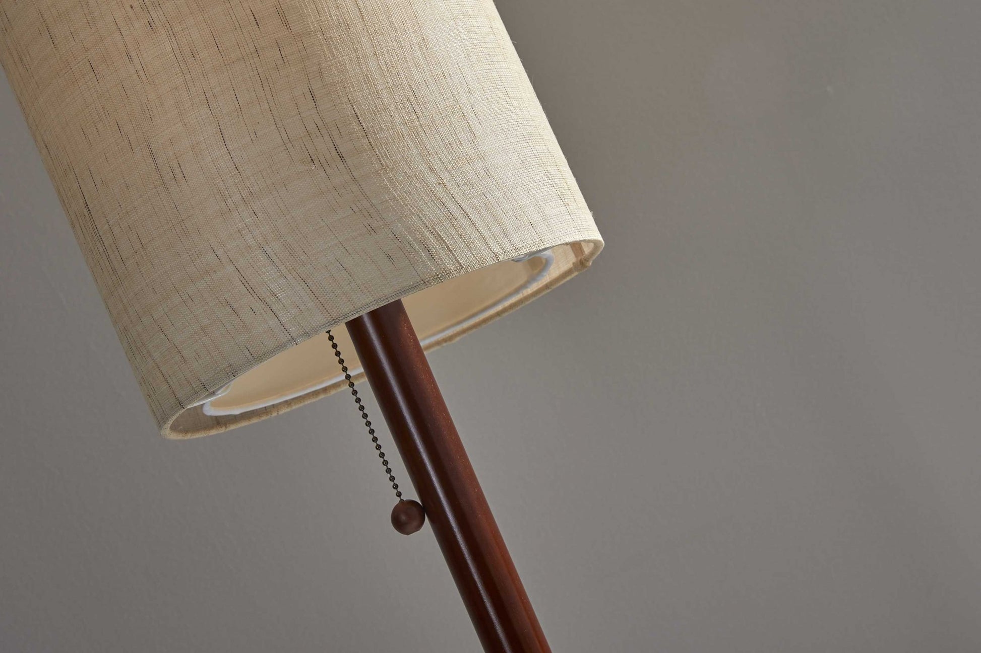 65" Brown Solid Wood Floor Lamp With Beige Linen Drum Shade-Floor Lamps-DECOROLALA