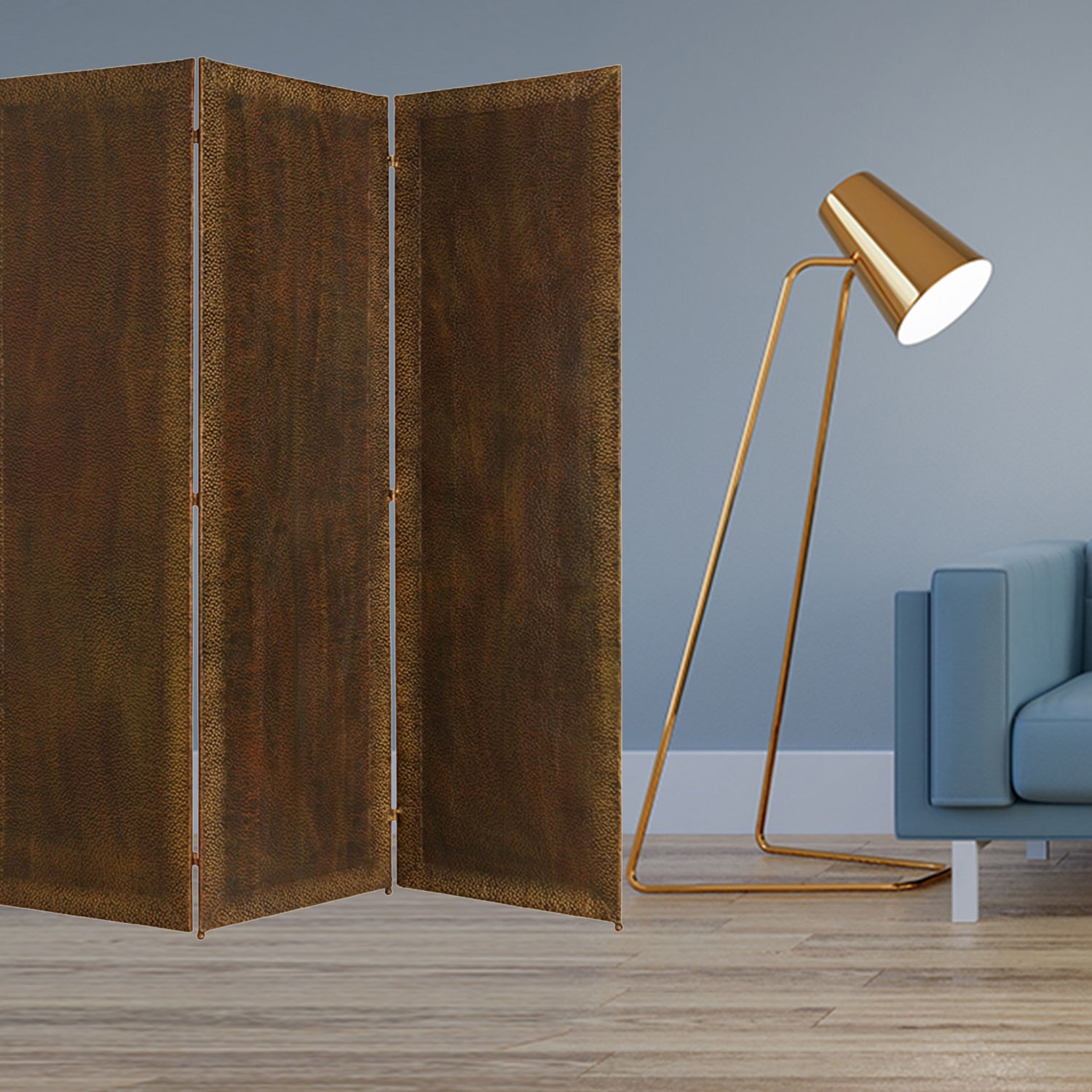 65" X 72" Bronze Wood Forger Screen-Room Dividers-DECOROLALA