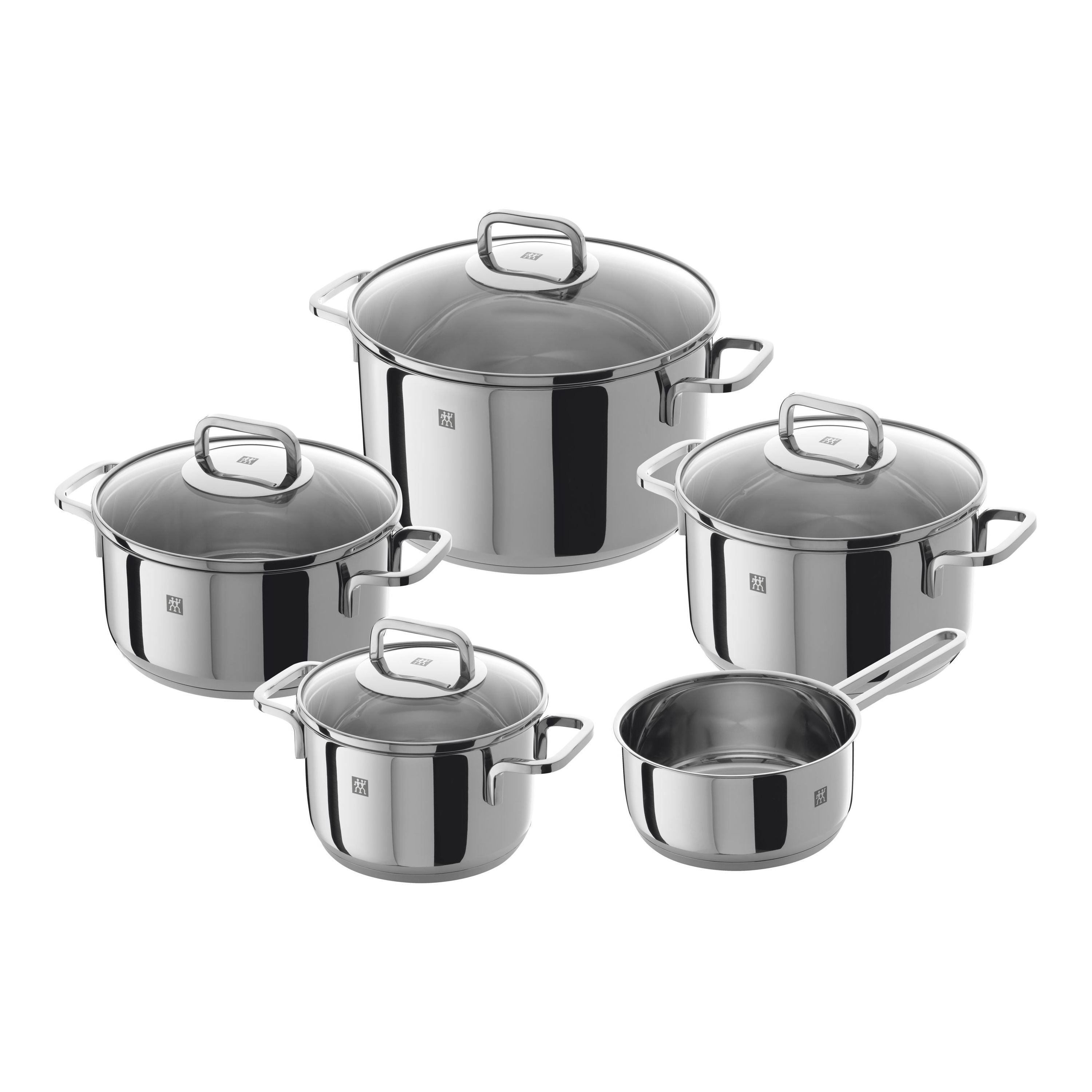 ZWILLING Quadro Pot Set 9 Piece, 18/10 Stainless Steel-n/a-DECOROLALA