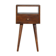 22" Brown Solid Wood Square One Drawer Nightstand-Nightstands & Bedside Tables-DECOROLALA