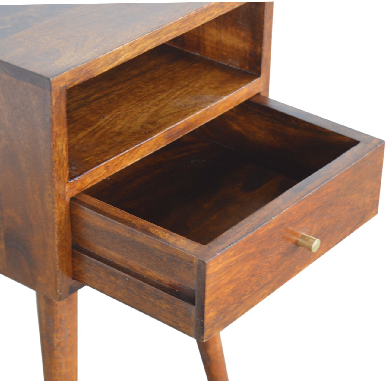 22" Brown Solid Wood Square One Drawer Nightstand-Nightstands & Bedside Tables-DECOROLALA