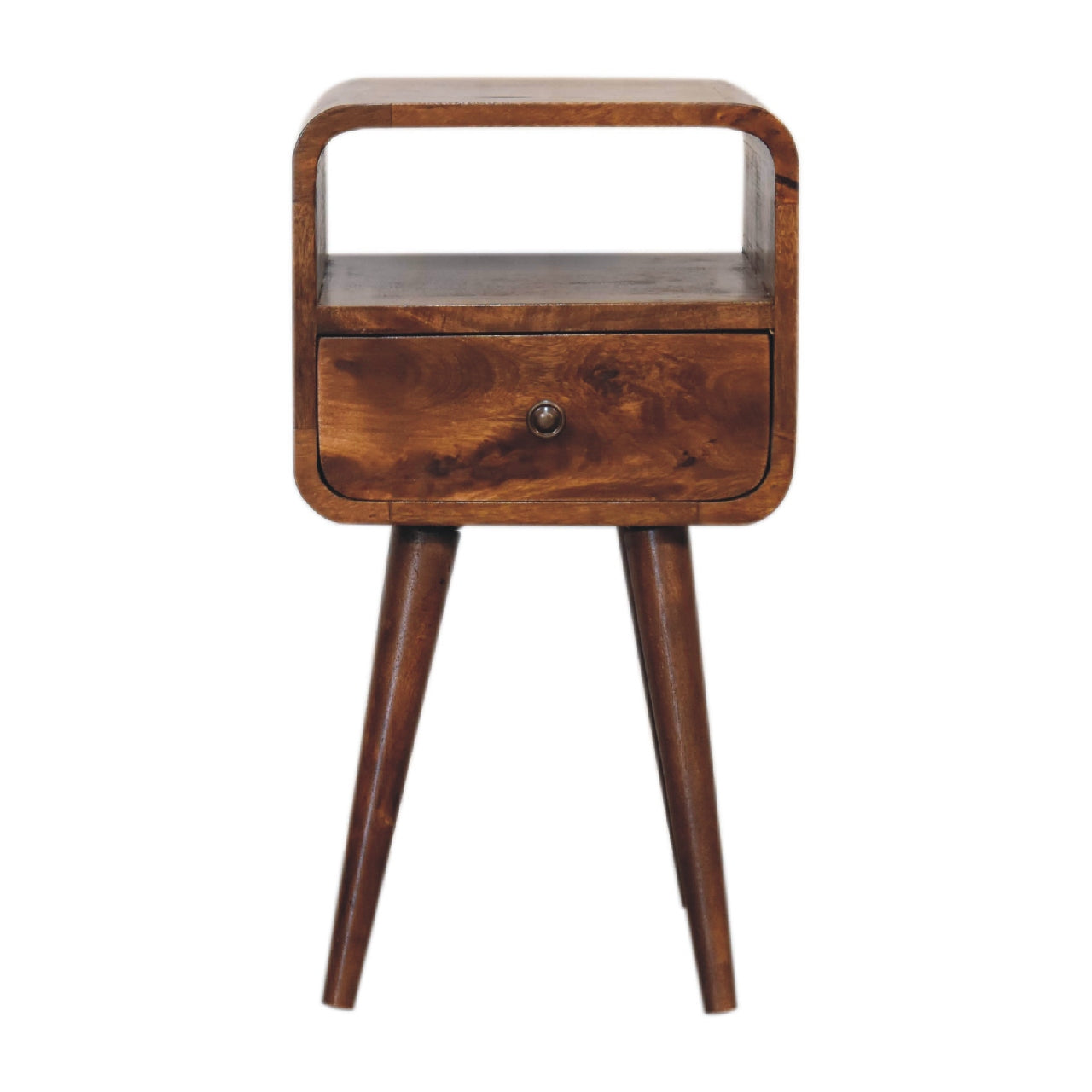 22" Brown Solid Wood Square One Drawer Nightstand-Nightstands & Bedside Tables-DECOROLALA