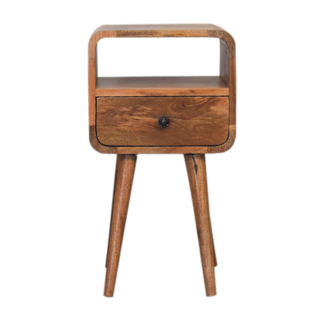 22" Beige Solid Wood Square One Drawer Nightstand-0
