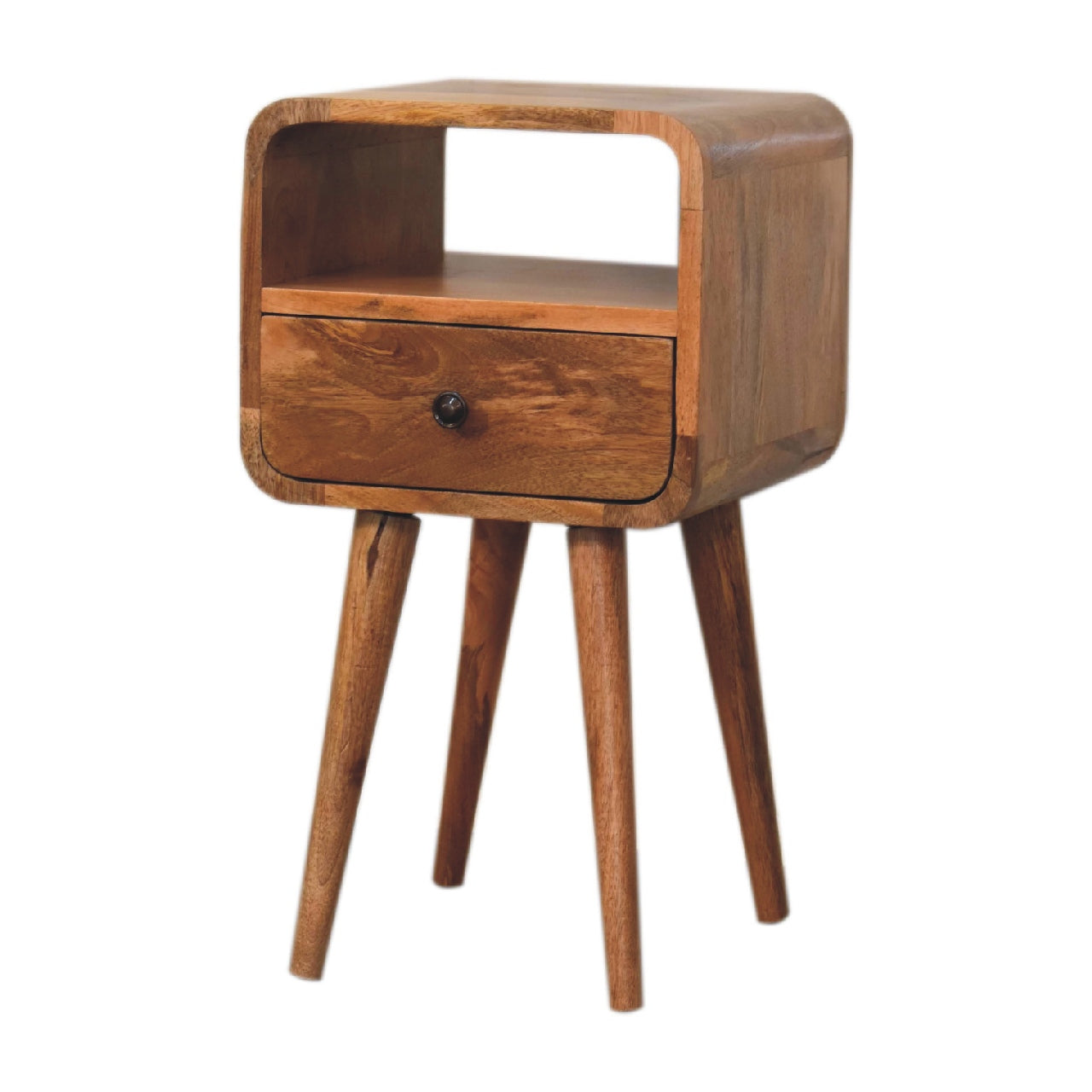 22" Beige Solid Wood Square One Drawer Nightstand-2