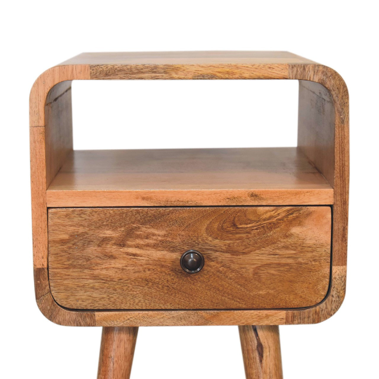 22" Beige Solid Wood Square One Drawer Nightstand-4