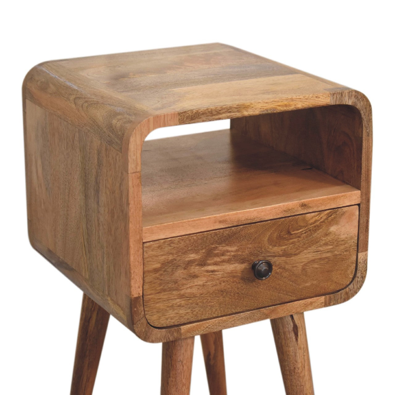 22" Beige Solid Wood Square One Drawer Nightstand-5