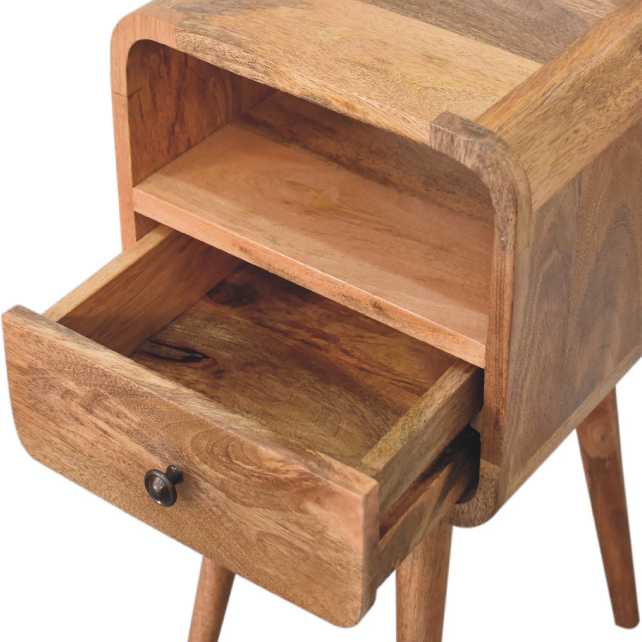 22" Beige Solid Wood Square One Drawer Nightstand-6