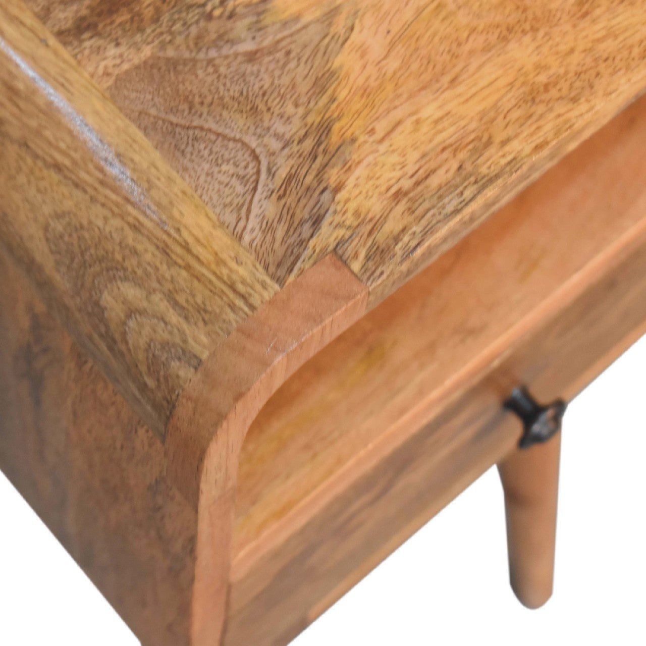 22" Beige Solid Wood Square One Drawer Nightstand-7