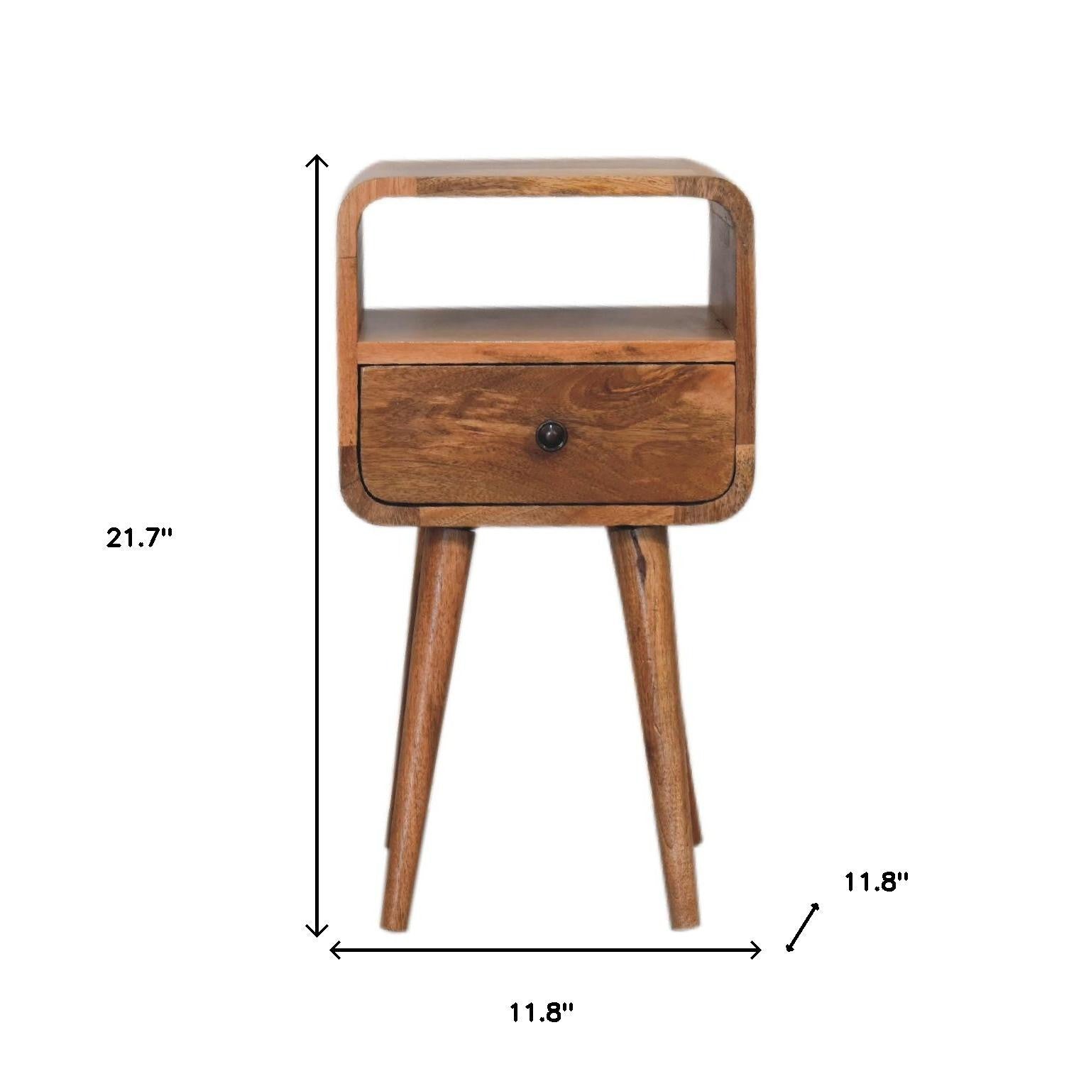 22" Beige Solid Wood Square One Drawer Nightstand-8