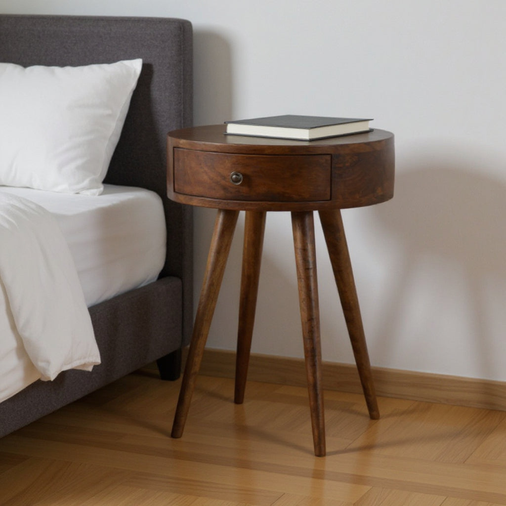 22" Chestnut Solid Wood One Drawer Nightstand-0