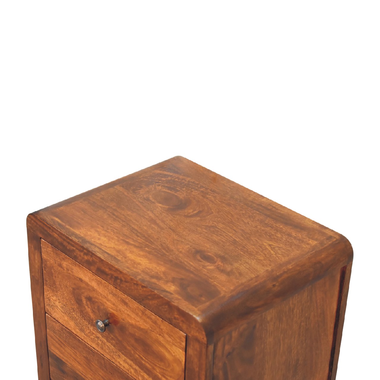 24" Brown Solid Wood Three Drawer Nightstand-Nightstands & Bedside Tables-DECOROLALA