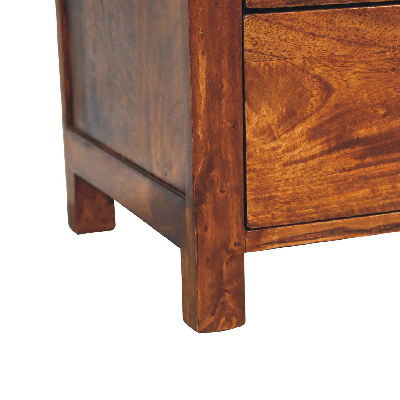 24" Brown Solid Wood Three Drawer Nightstand-Nightstands & Bedside Tables-DECOROLALA
