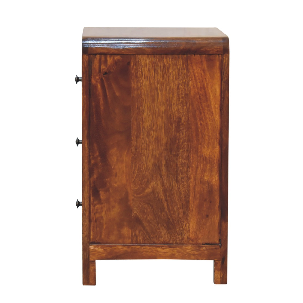 24" Brown Solid Wood Three Drawer Nightstand-Nightstands & Bedside Tables-DECOROLALA