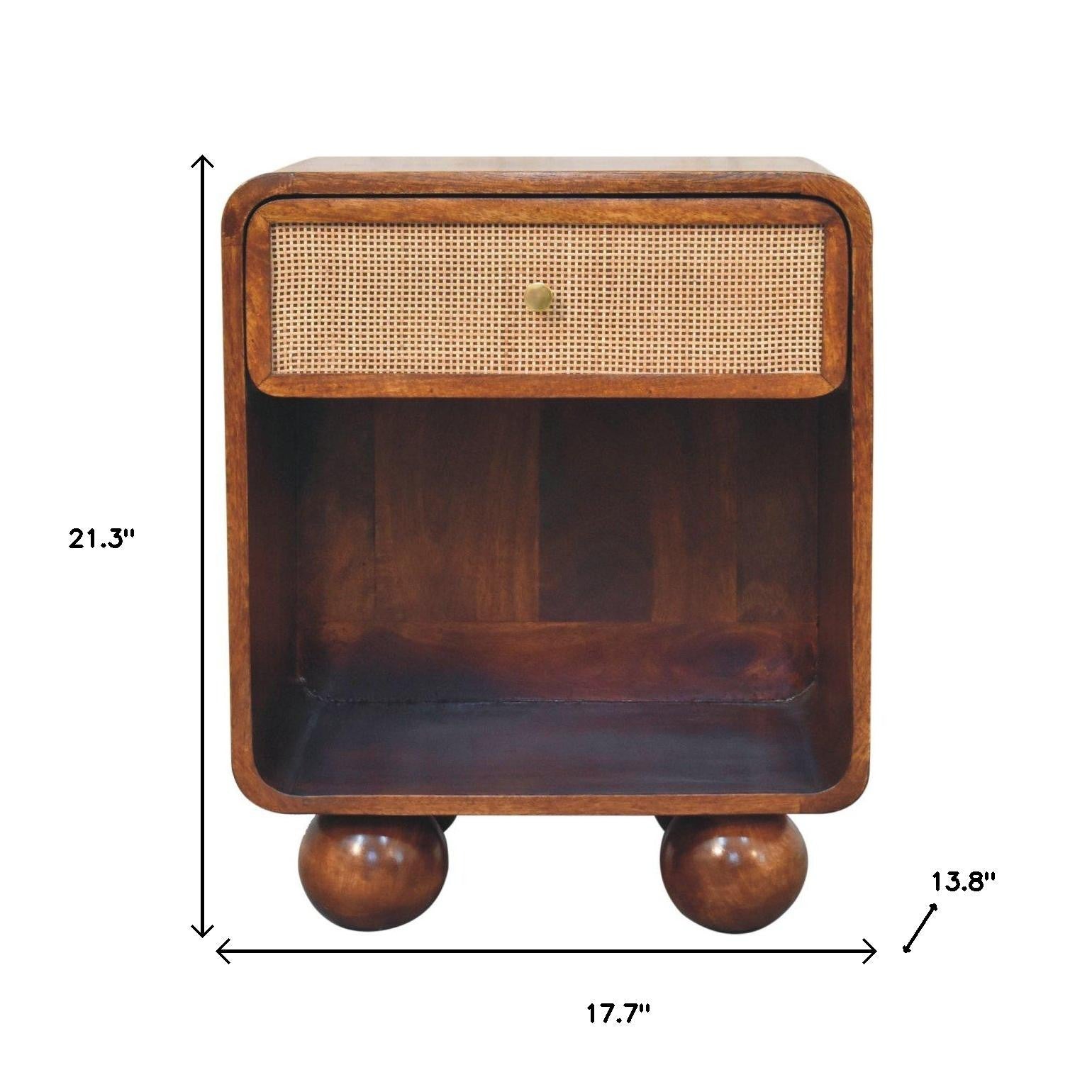 21" Brown Solid Wood Square One Drawer Nightstand-Nightstands & Bedside Tables-DECOROLALA
