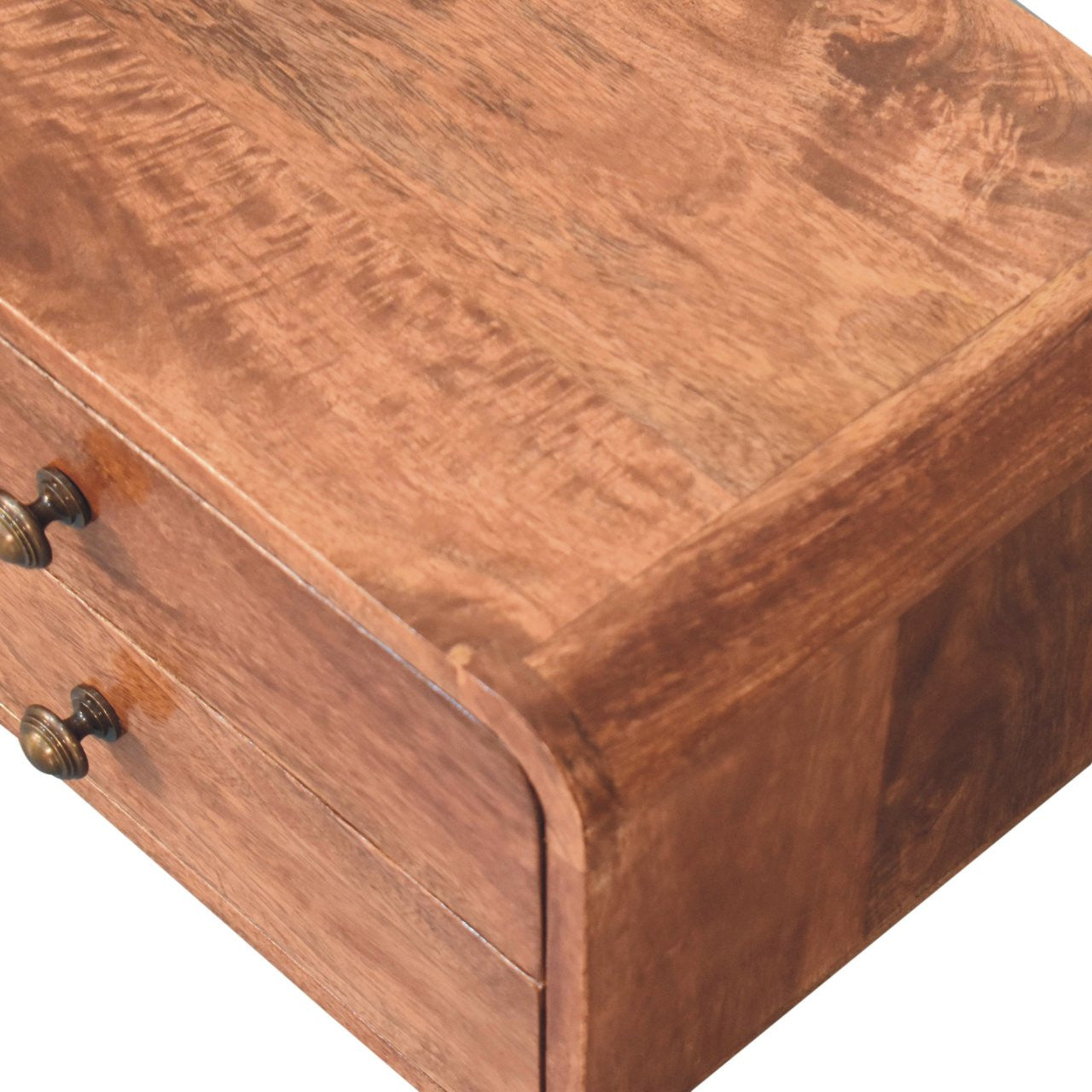 18" Brown Solid Wood Two Drawer Floating Nightstand-Nightstands & Bedside Tables-DECOROLALA
