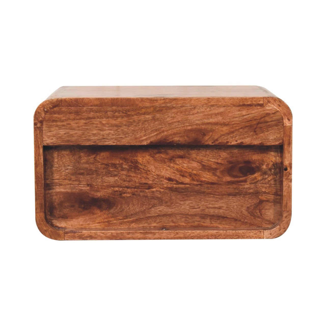 18" Brown Solid Wood Two Drawer Floating Nightstand-Nightstands & Bedside Tables-DECOROLALA