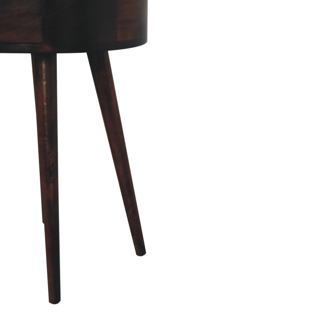 22" Walnut Solid Wood Round One Drawer Nightstand-Nightstands & Bedside Tables-DECOROLALA