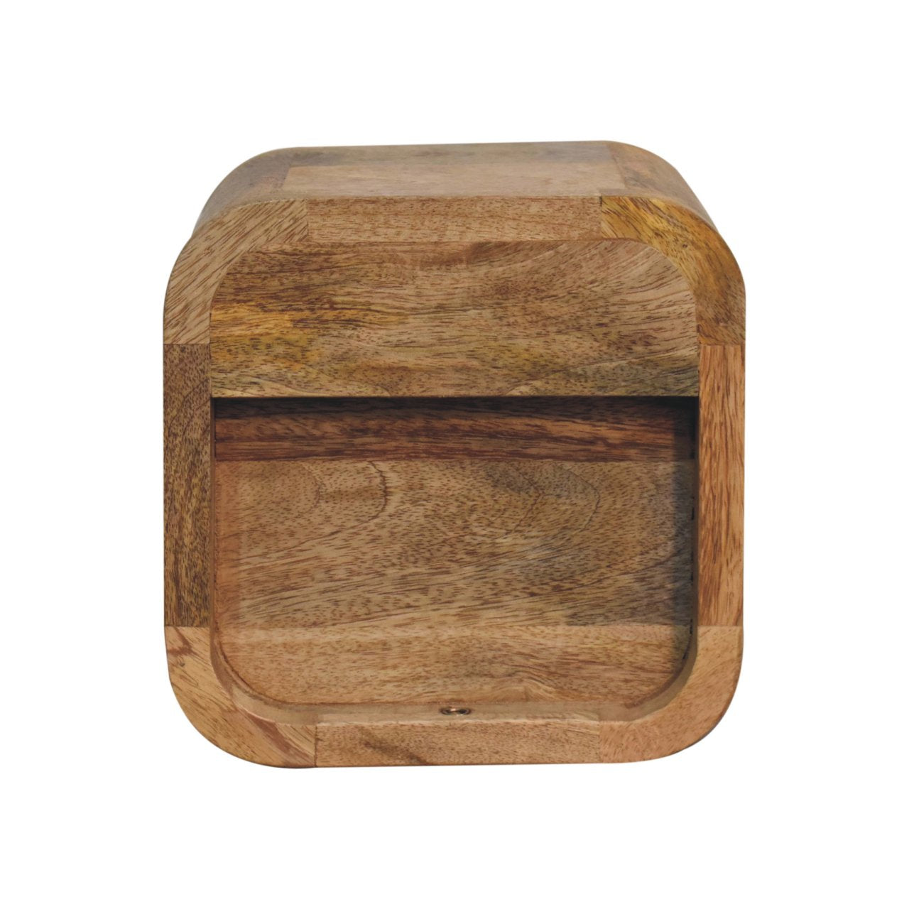 8" Beige Solid Wood Square One Drawer Nightstand-Nightstands & Bedside Tables-DECOROLALA