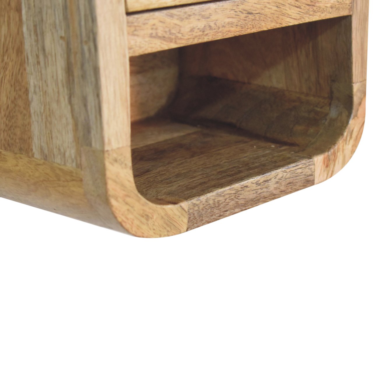 8" Beige Solid Wood Square One Drawer Nightstand-Nightstands & Bedside Tables-DECOROLALA