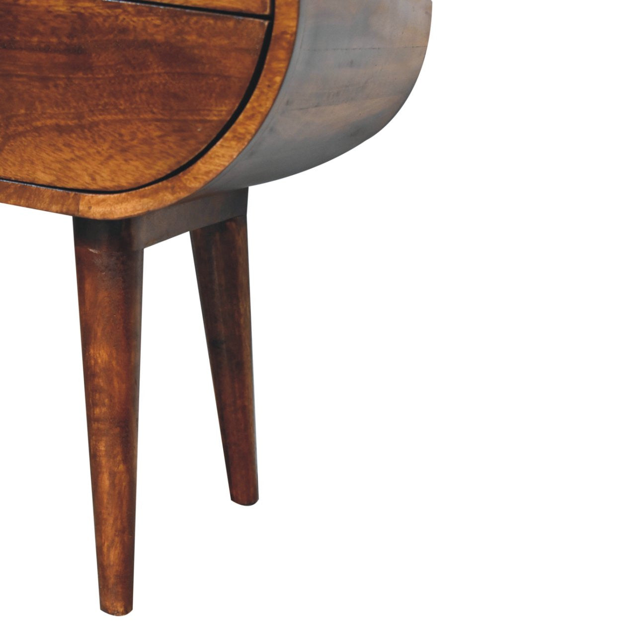 24" Chestnut Solid Wood Oval Two Drawer Nightstand-Nightstands & Bedside Tables-DECOROLALA