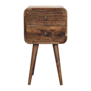 22" Brown Solid Wood Square Two Drawer Nightstand-Nightstands & Bedside Tables-DECOROLALA