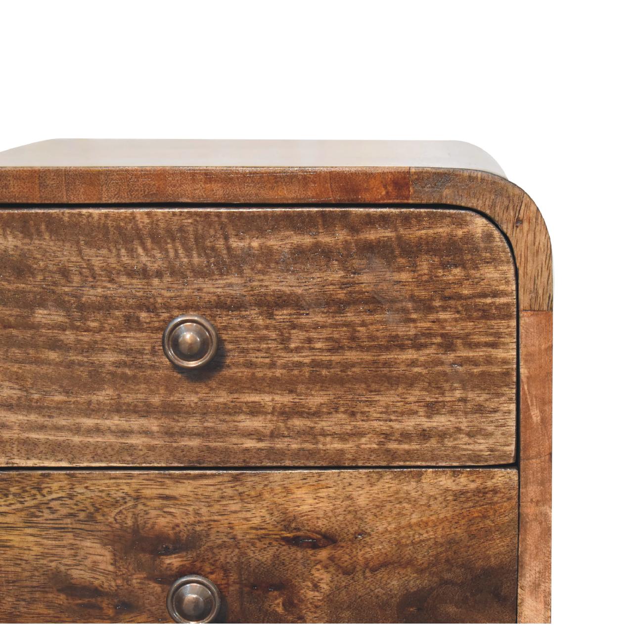 22" Brown Solid Wood Square Two Drawer Nightstand-Nightstands & Bedside Tables-DECOROLALA