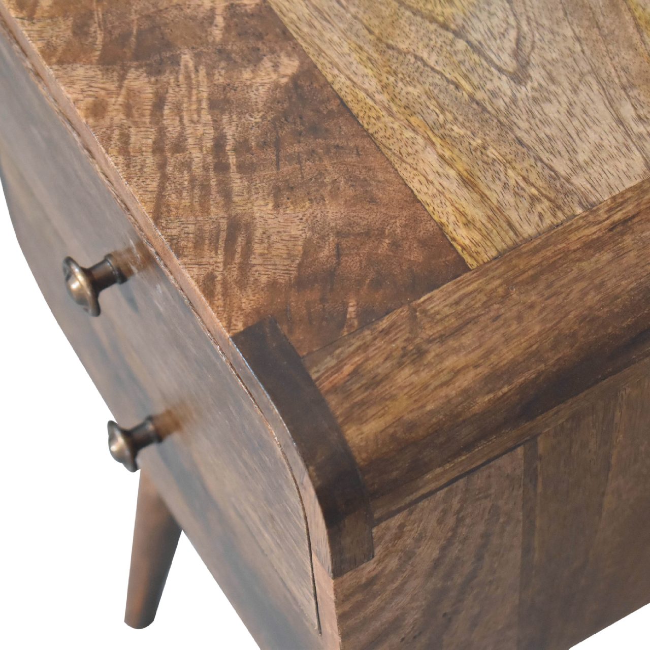 22" Brown Solid Wood Square Two Drawer Nightstand-Nightstands & Bedside Tables-DECOROLALA