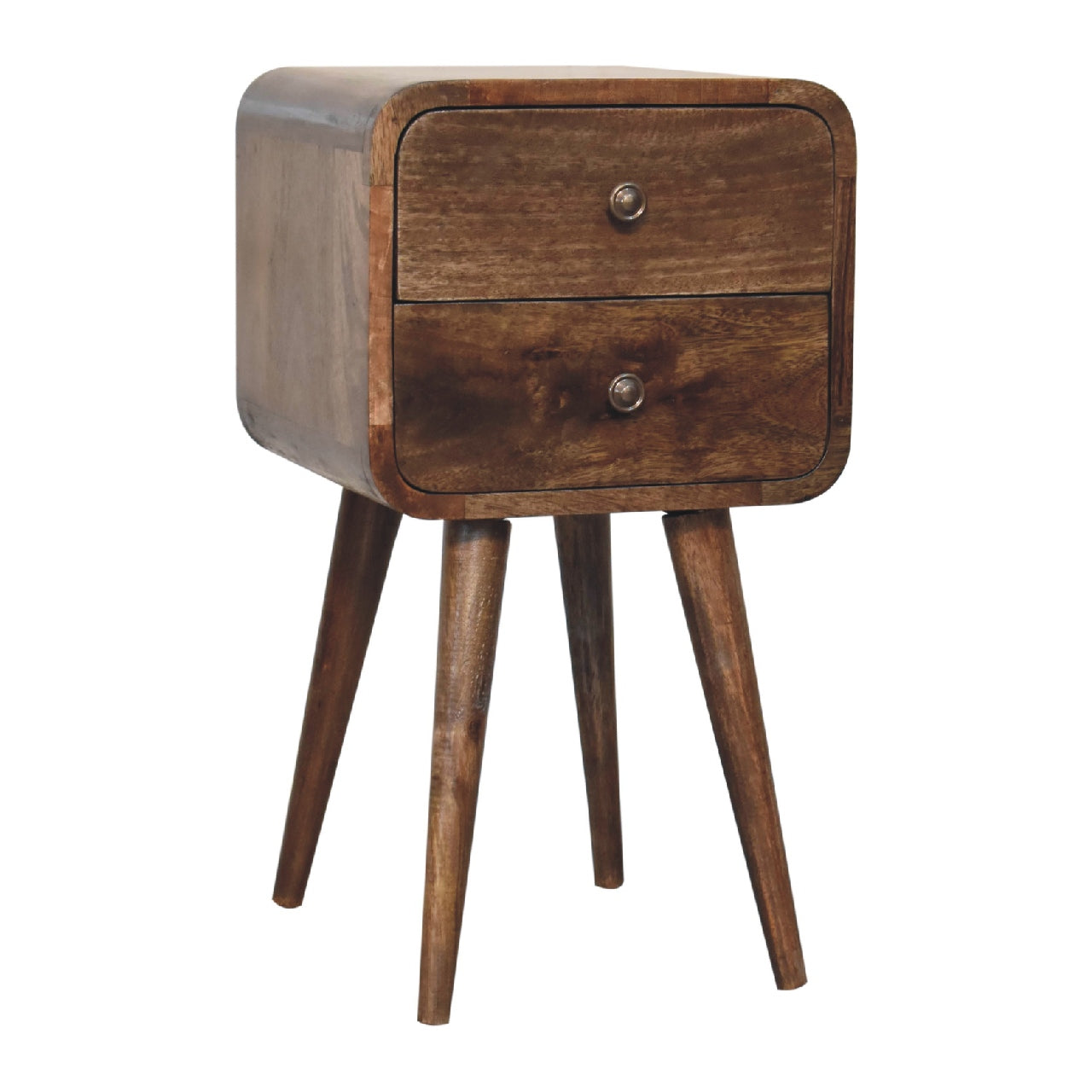 22" Brown Solid Wood Square Two Drawer Nightstand-Nightstands & Bedside Tables-DECOROLALA