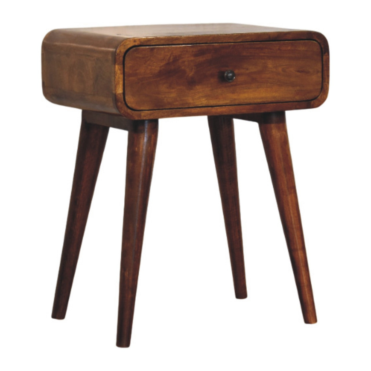 22" Chestnut Solid Wood One Drawer Nightstand-Nightstands & Bedside Tables-DECOROLALA