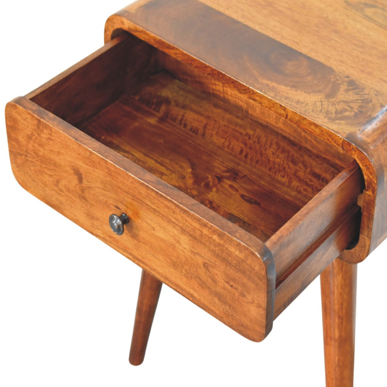 22" Chestnut Solid Wood One Drawer Nightstand-Nightstands & Bedside Tables-DECOROLALA