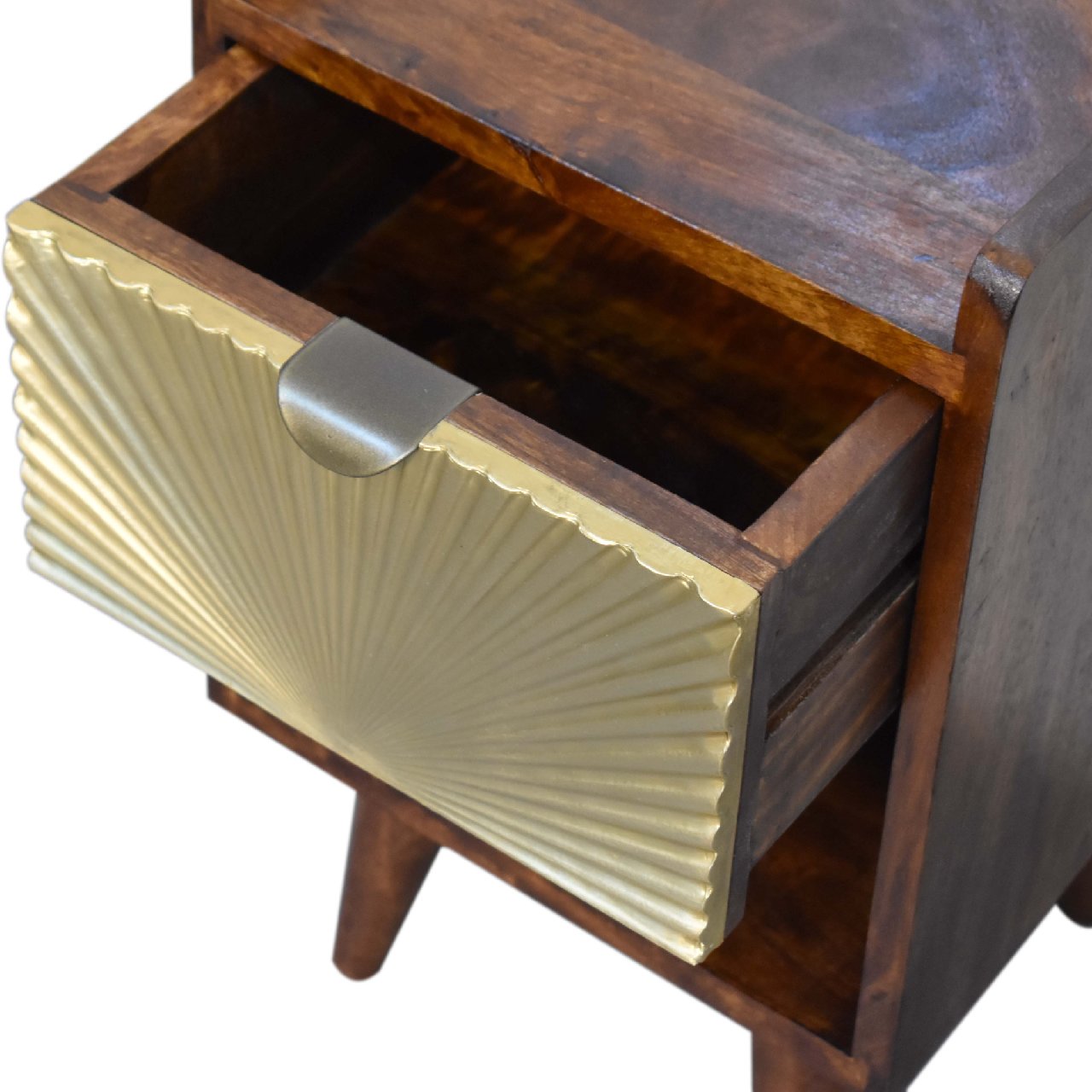 20" Brown Solid Wood One Drawer Nightstand-4