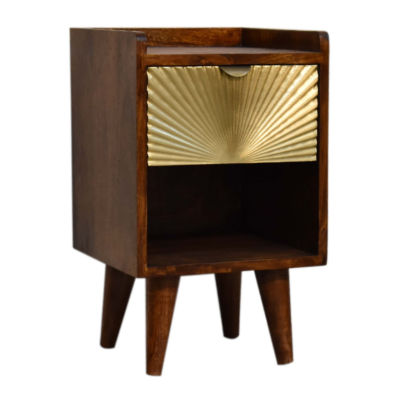 20" Brown Solid Wood One Drawer Nightstand-3