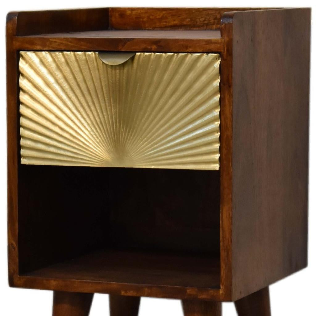20" Brown Solid Wood One Drawer Nightstand-6
