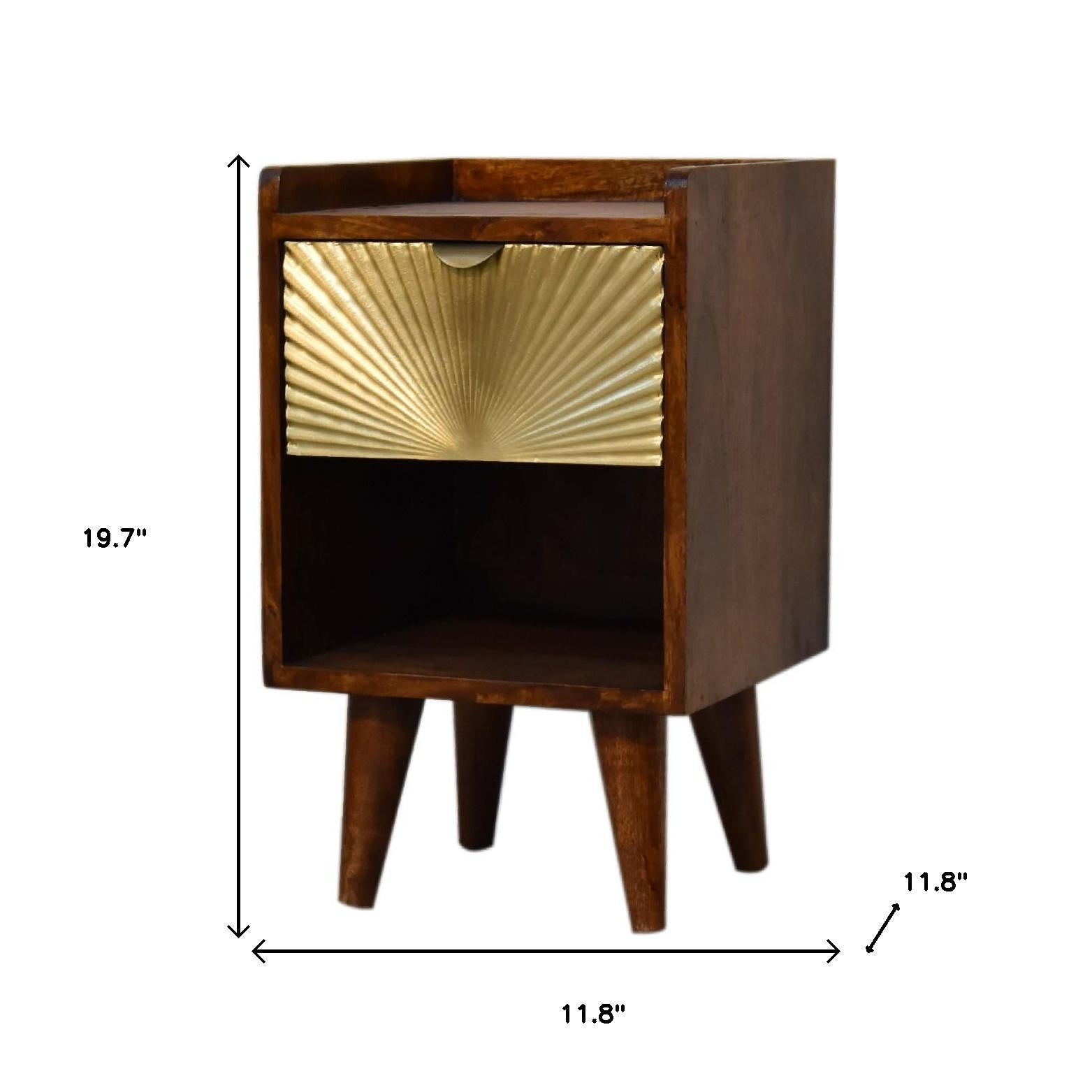 20" Brown Solid Wood One Drawer Nightstand-8