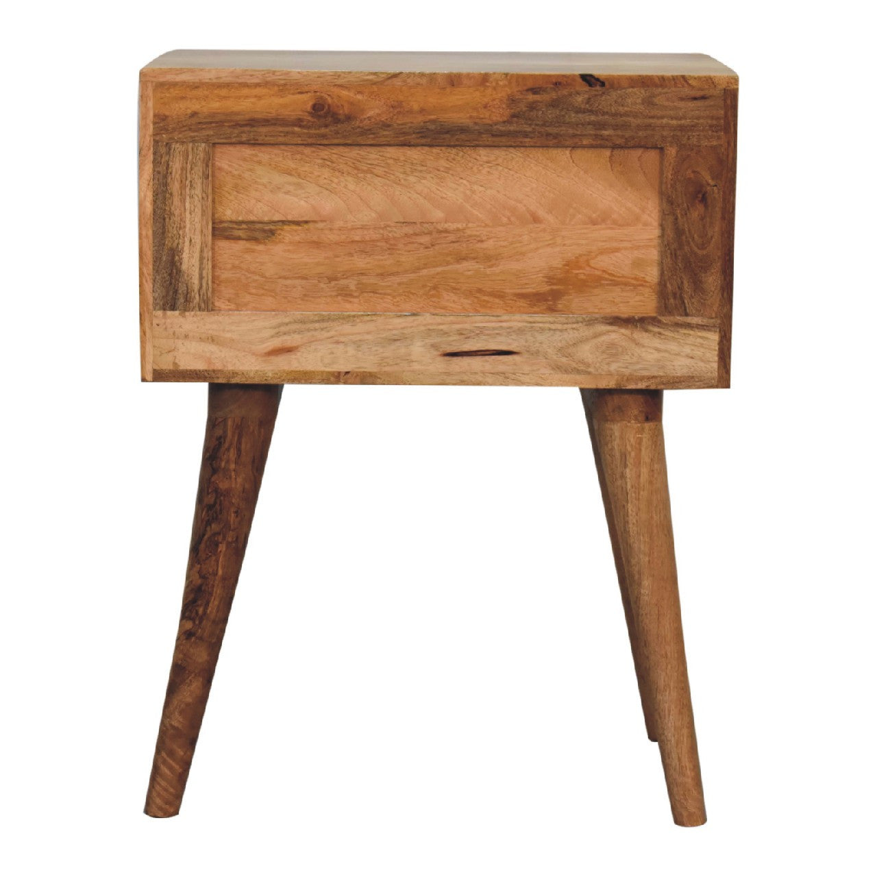 23" Black Ivory And Light Brown Solid Wood Geometric Bone Inlay Two Drawer Nightstand-Nightstands & Bedside Tables-DECOROLALA