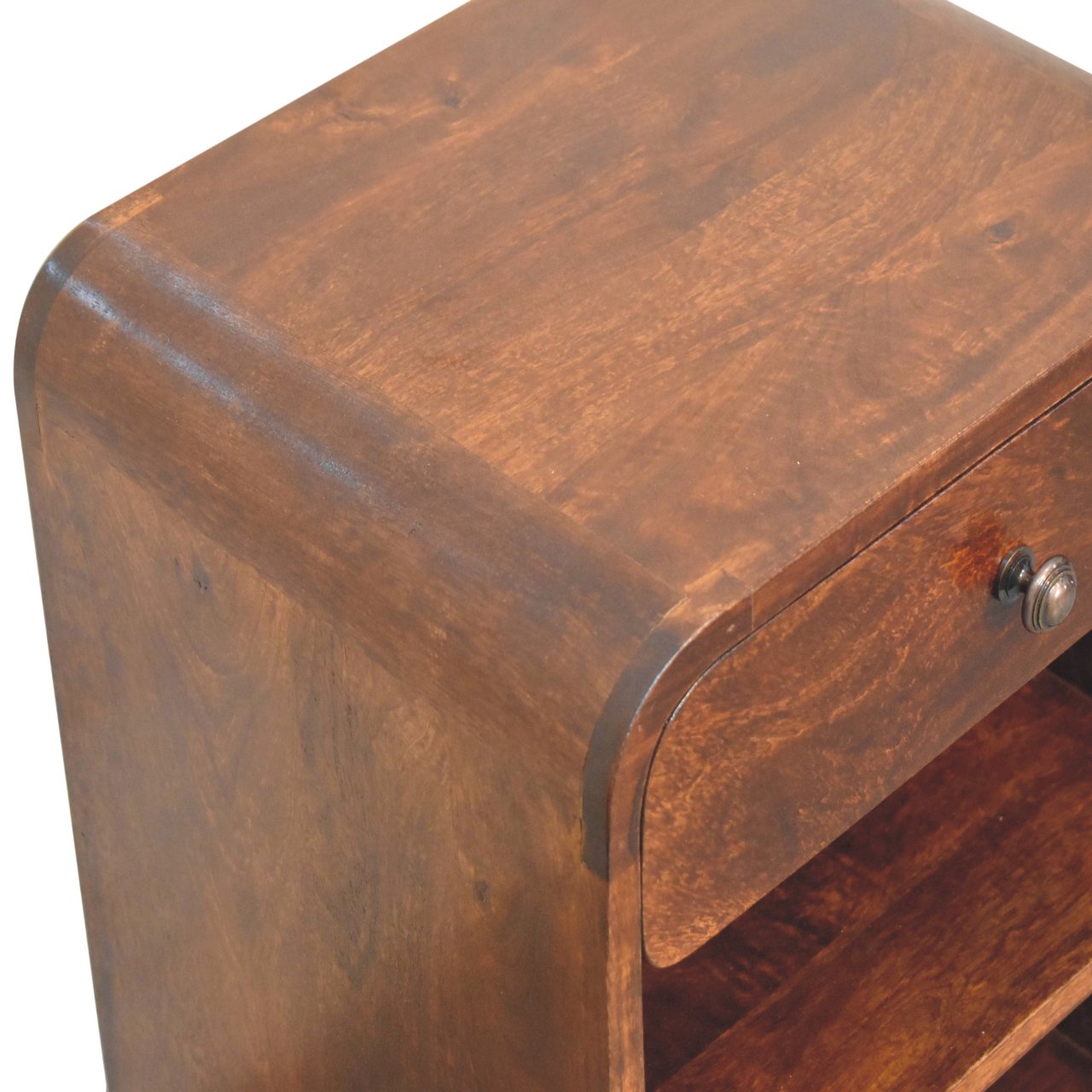 24" Brown Solid Wood One Drawer Nightstand-4