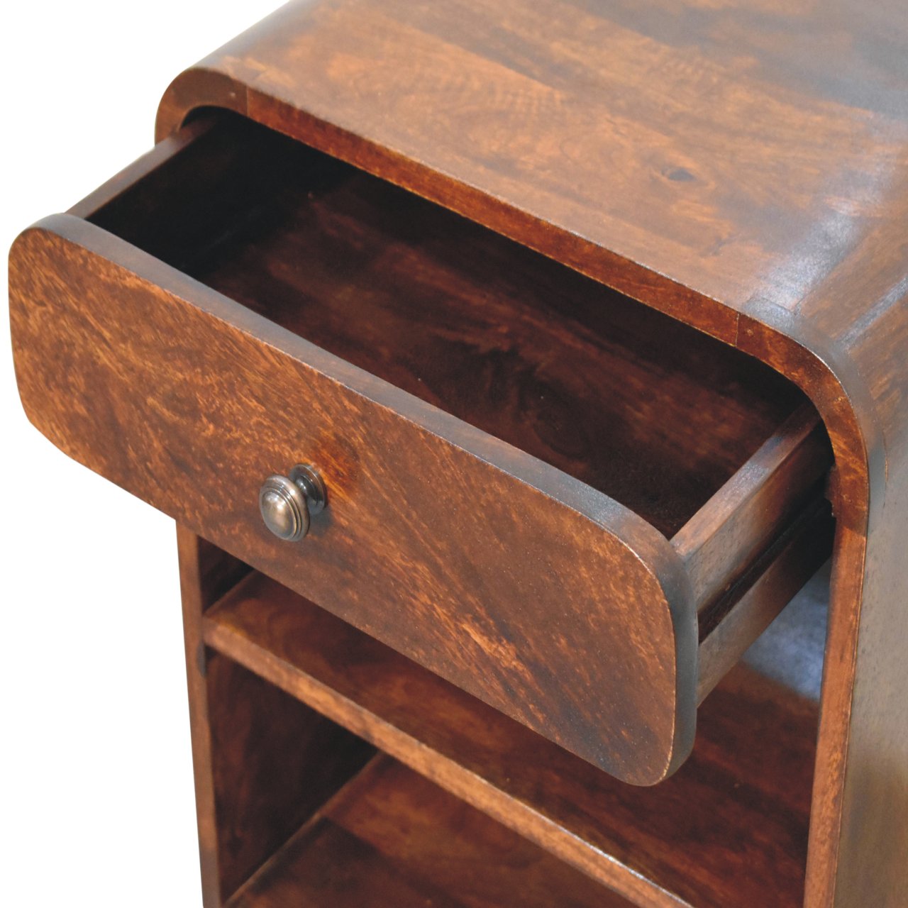 24" Brown Solid Wood One Drawer Nightstand-5